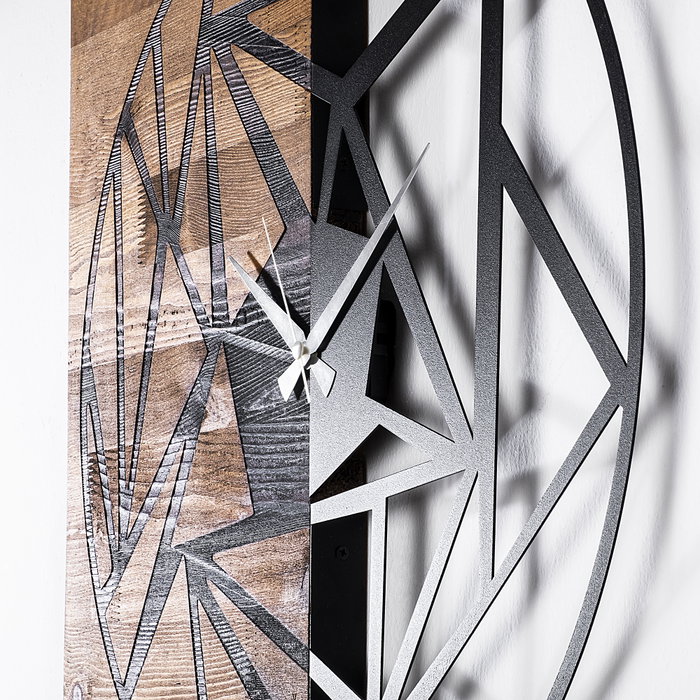 Wallity Reloj de pared decorativo de madera Nogal y Negro Wallity Reloj de pared decorativo de madera Nogal y Negro